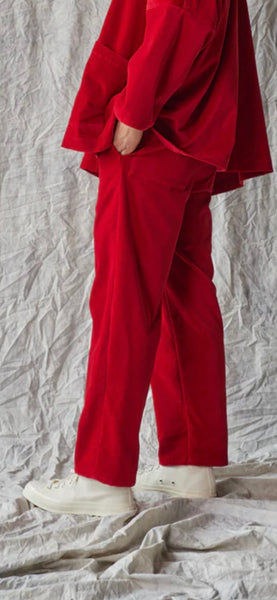 'Column Pant' Red Velvet