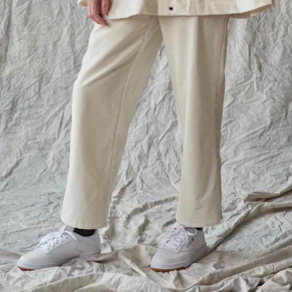 'Column Pant' Ivory Velvet