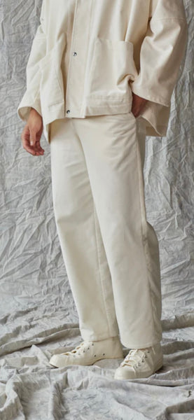 'Column Pant' Ivory Velvet