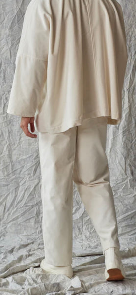 'Column Pant' Ivory Velvet