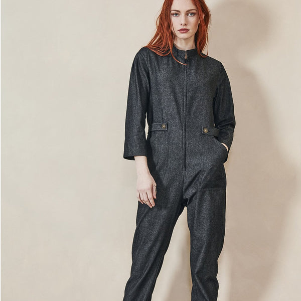 'Foster Jumpsuit' Washed Black Denim