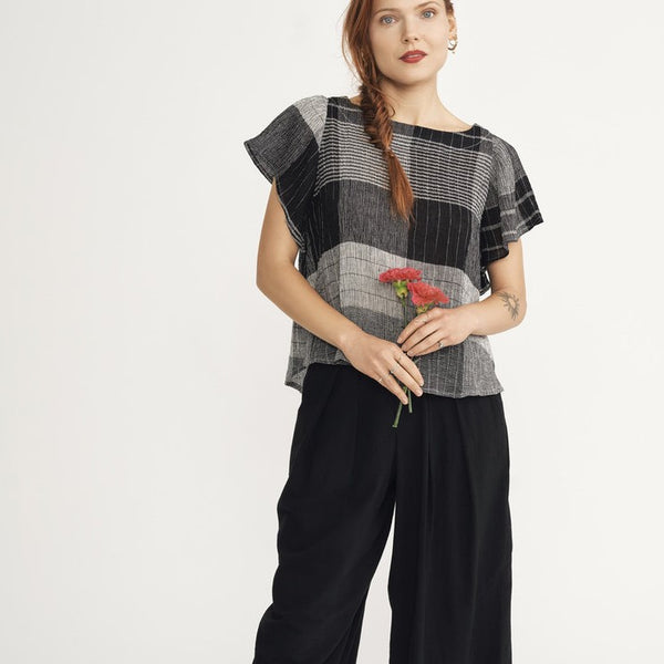 'Saffron Blouse' Black Check