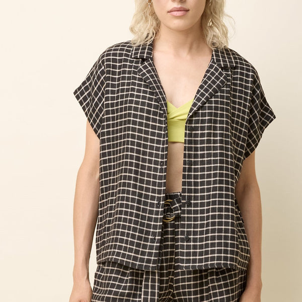 'Phebe Shirt' Black or Natural Grid