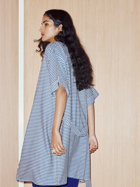 'Cayuna Shirt Dress' Blue/Cream